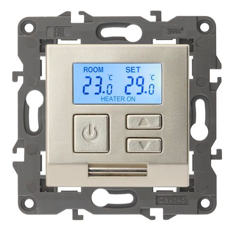 Терморегулятор универсальный 14-4111-04 230В-Imax16А Elegance шампань ЭРА Б0034378