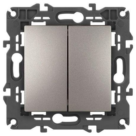 Переключатель Elegance 14-1106-16 двойной, 10АХ-250В, титан | Б0065793 ЭРА