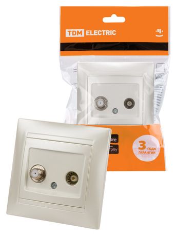 Розетка TV ("мама") + SAT (F-разъем) 0-2400МГц перламутр "Лама" | SQ1815-0820 TDM