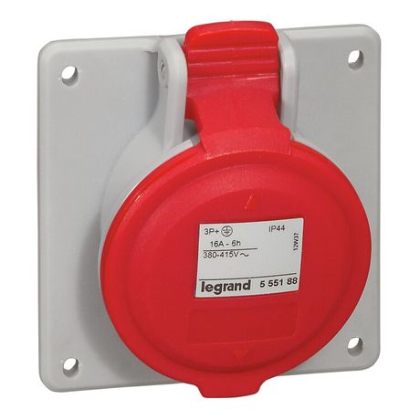 Встраиваемая наклонная розетка - P17 Tempra Pro IP 44 380/415 В~ 16 A 3К+З | 555188 Legrand
