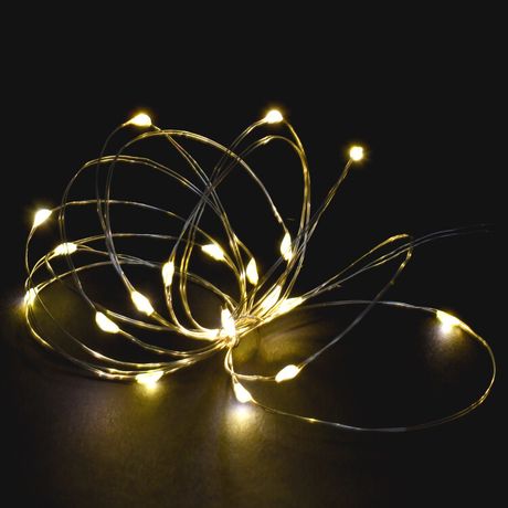 Гирлянда светодиодная роса 2м 20WW IP20 прозрачный шнур 0,3м пит от батареек 2AA | LGDB500-1-020-02-T-B-20 IEK