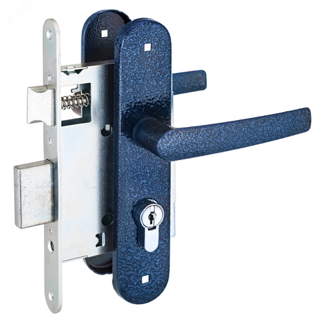 Замок врезной Птимаш ЗВ4-3.08 синий муар СТЯЖКИ с/руч - 13626 ПТК