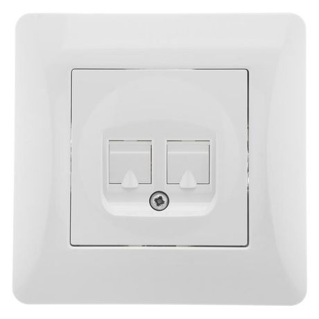 Розетка компьютерная + телефонная 2-м СП Ugra RJ45 RJ12 механизм бел. GUSI С11КТ-001