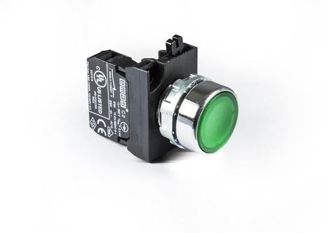 Кнопка нажимная круглая CM200DY (1НЗ) зел. EMAS
