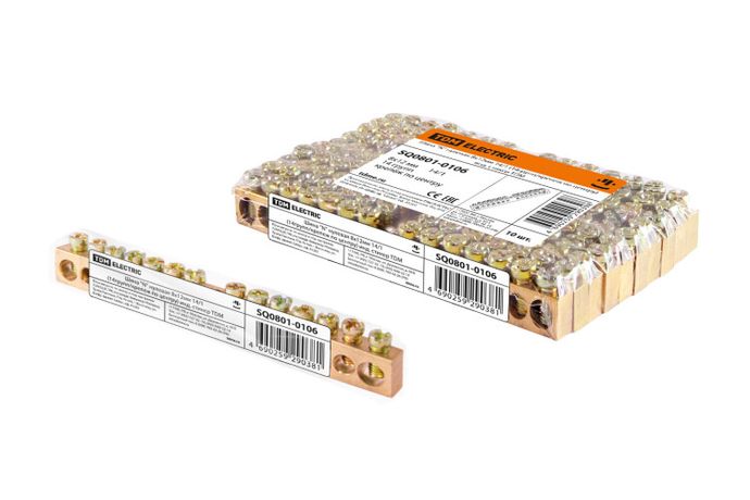 Шина "N" нулевая 8х12мм 14/1 (14групп/крепеж по центру) инд. стикер | SQ0801-0106 TDM