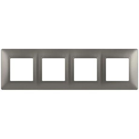 Рамка для розеток и выключателей 4 поста титан пластик ЭРА Elegance 14-5004-16 - Б0065819