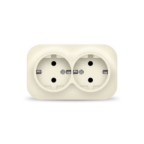 Розетка двухместная серия IONICH, с/з, о/у, 16А, 220В, слоновая кость (ivory) - 1428 Союз