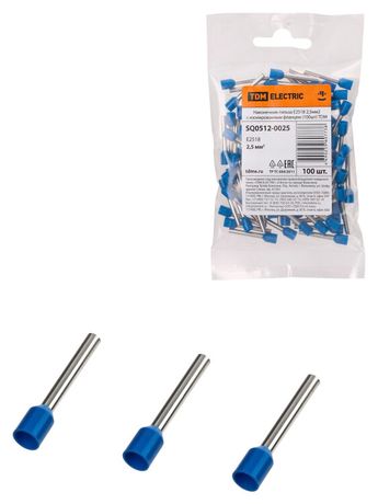 Наконечник-гильза Е2518 2,5мм2 с изолированным фланцем (100шт) | SQ0512-0025 TDM