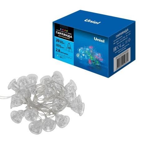 Гирлянда светодиодная «Колокольчики» с контроллером ULD-S0280-020/DTA RGB IP20 BELLS 20 диодов, 2,8 м, RGB, IP20, шнур прозр.. | 07919 Uniel