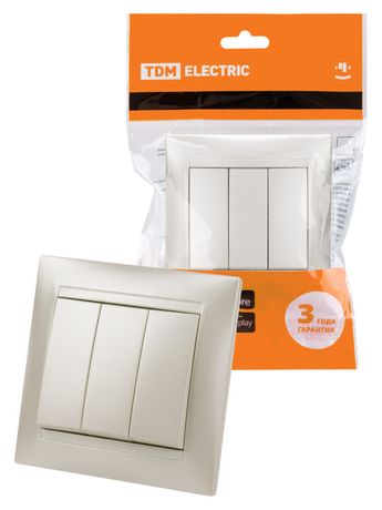 Выключатель 3-х кл. 10А перламутр "Лама" | SQ1815-0803 TDM