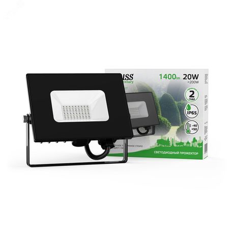 Прожектор светодиодный Elementary 20W 1400lm зеленого свечения 175-265V IP65 черный LED 1/20 | 613100620 Gauss