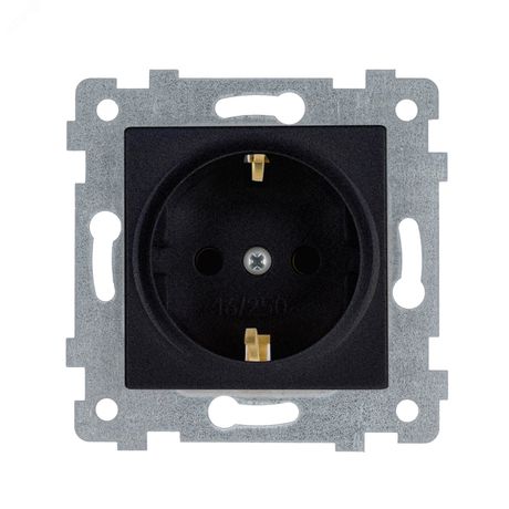 Механизм розетки 1-местн. с з/к и шторкой СП Аксиома 16А IP 20 РС16-454 антрацит Кунцево 121039