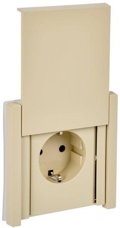 Розетка СП FORTE&PIANO 16А IP44 FP421 с заземл. защ. шторки крышкой винт. крепл. ваниль IEK FP-R16-16-44-K10