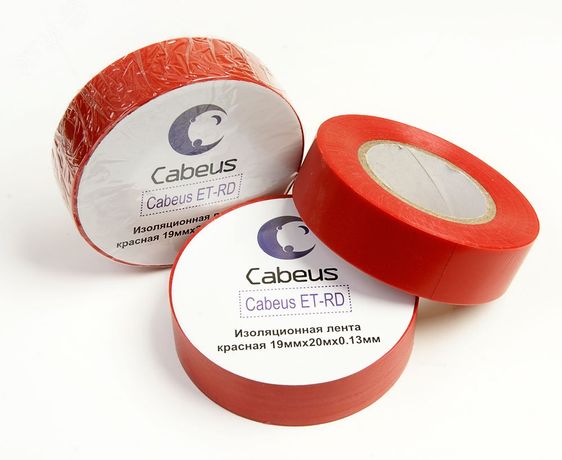 Лента изоляционная красная 19ммх20мх0.13м - 7418c Cabeus ET-RD