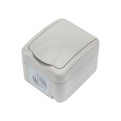 Розетка одноместная Mini OG IP54, с заземлением, о/у, серая | KR-78-0817 Kranz