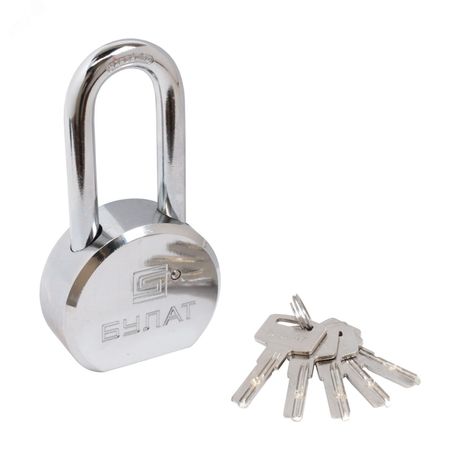 Замок навесной БУЛАТ ВС6-Т65-01МХ (ВС1С-865Д) хром d10,5 мм 5 перф. кл. - 14978 ПТК