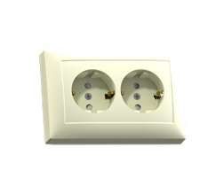 Розетка 2-м СП Селена РС16-401М защ. шторки с заземл. сл. кость Кунцево 8156