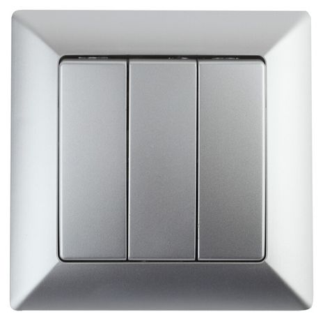 Выключатель Intro Solo 4-106-03 трехклавишный 10А-250В, IP20, СУ, алюминий | Б0053603 ЭРА