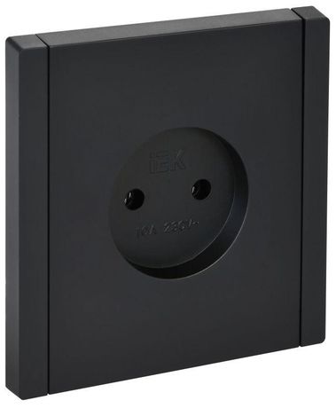 Розетка 1-м СП FORTE&PIANO FP118 10А без заземл. защ. шторок винт. крепл. черн. IEK FP-R10-10-K02