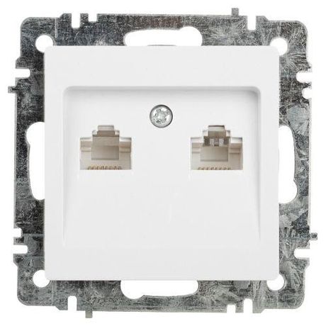 Розетка компьютерная 1-м СП Accent 6-304-01 2xRJ45 IP20 бел. Intro Б0063646 ЭРА