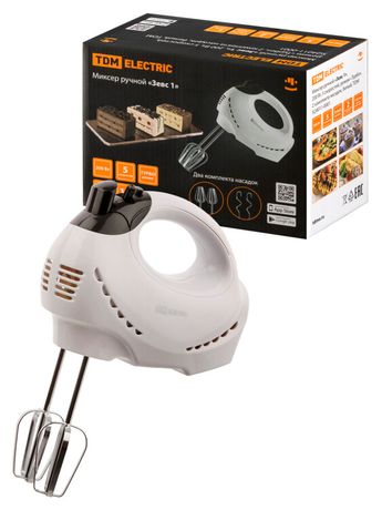 Миксер ручной «Зевс 1», 200 Вт, 5 скоростей, режим «Турбо», 2 комплекта насадок, белый, TDM | SQ4011-0001