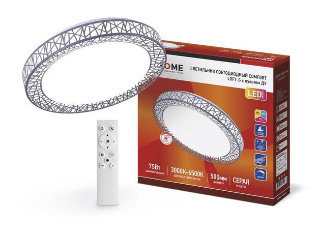 Светильник светодиодный COMFORT Loft-G 75Вт 230В 3000-6500K 6000Лм 500x100мм с пультом ДУ | 4690612035109 IN HOME