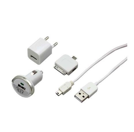 Комплект СЗУ, АЗУ, кабель miniUSB-USB, переходник microUSB 30 pin белый | 18-1197 SDS MEET