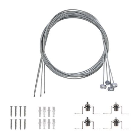 Комплект подвесных крепежей для светодиодных панелей № 1 (Трос длиной 1м - 4 шт.; Винт самонарезающий 4х25 8 Дюбель пластмассовый 6х30 шт. Rexant 606-301 MEET
