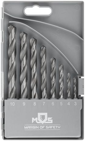 Набор сверл по металлу HSS угол заточки 118град. пласт. кейс 8шт (3-4-5-6-7-8-9-10мм) MOS 35600М