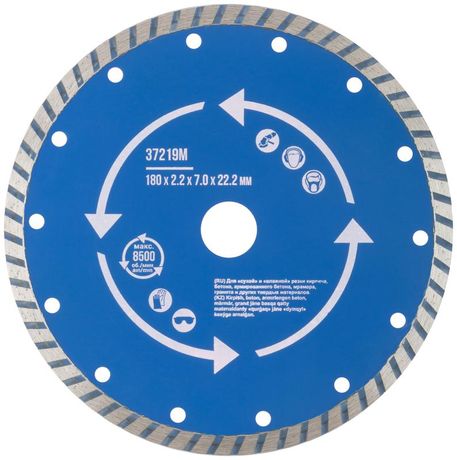 Диск отрезной алмазный Турбо 180х2.2х7х22.2мм сухая и влажная резка MOS 37219М