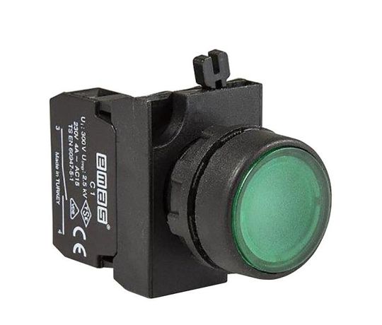 Кнопка с подсветкой-светодиод CP190DY (1НО) зел. EMAS