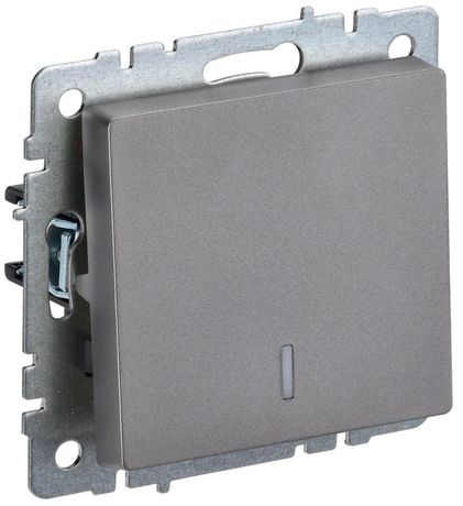 Выключатель проходной 1-кл. СП BRITE ВС10-1-7-БрС 10А с индик. механизм сталь IEK BR-V12-1-10-K46