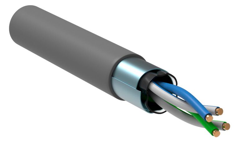 Кабель связи витая пара F/UTP, кат.5E 2х2х24AWG solid, PVC, 500м, серый | LC1-C5E02-311 ITK IEK