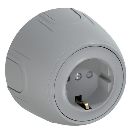 Розетка с заземлением Rotondo, защитные шторки, винтовые контакты, цвет серый - 7700879 ССТ