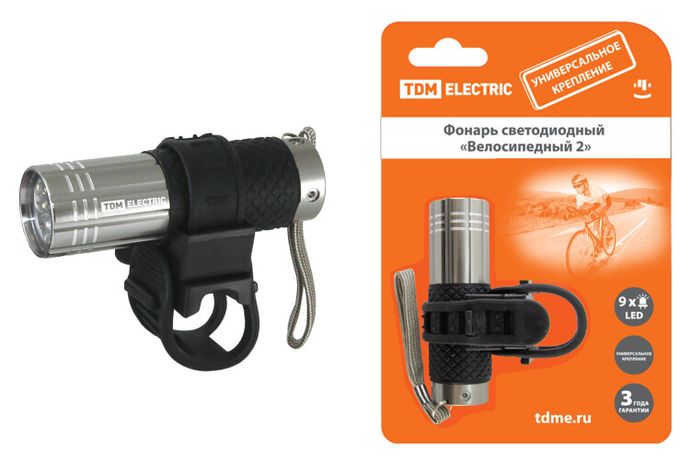 Фонарь велосипедный 9хLED 3хAAA 2, с креплениями | SQ0350-0028 TDM