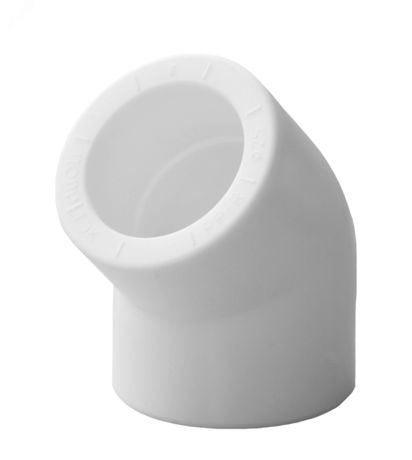 Угольник 32 мм 45 град., полипропиленовый PPR, белый - 9400003245 Политэк