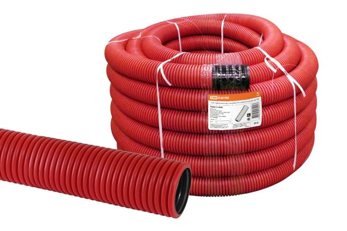 Труба гофрированная двустенная ПНД d 40 с зондом (20 м/уп.) красная | SQ0413-2040 TDM