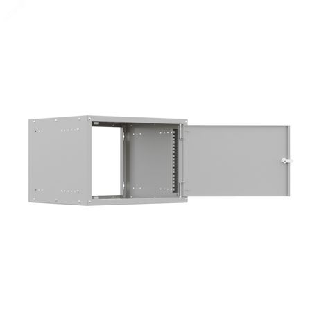 Шкаф настенный телекоммуникационный NTSS LIME 6U 550х450х370мм, 2 профиля 19, дверь сплошная металл, боковые стенки несъемные, разобранный, серый RAL 7035 - УТ000139840 NTSS-WL6U5545FD