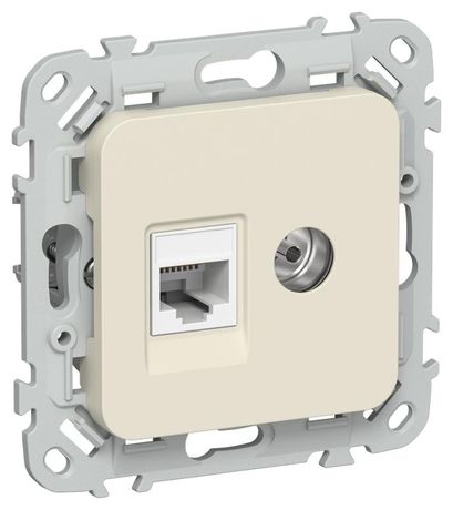 Розетка 2-м СП FLITE РКТВ5е-2-0-ФлСл RJ45/TV кат.5E UTP механизм сливочный IEK FI-AK22-1-K86 IEK арт. FI-AK22-1-K86