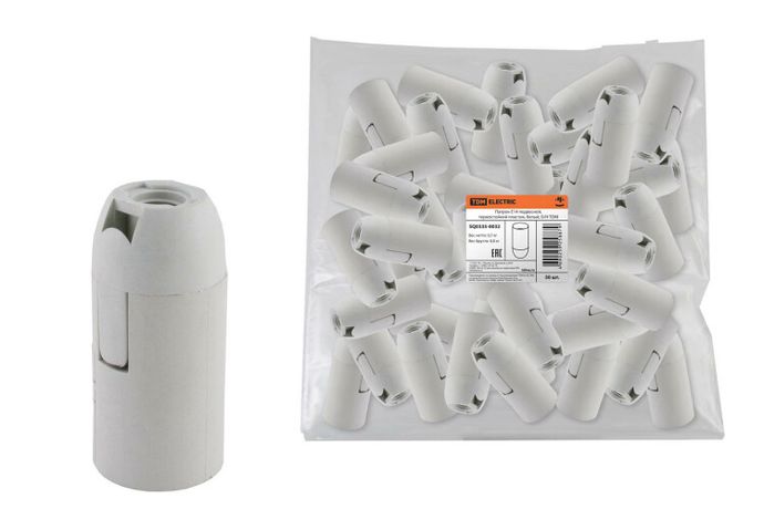 Патрон подвесной термостойкий пластик Е14 белый, Б/Н | SQ0335-0032 TDM