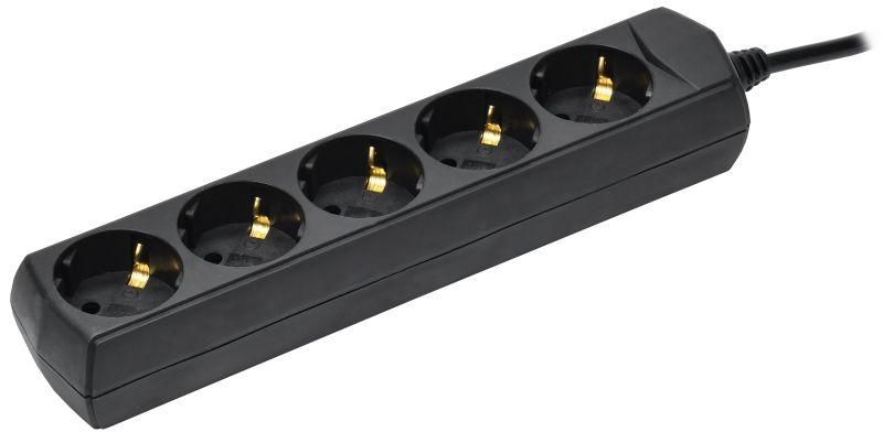 Удлинитель У05 5 мест с заземлением 5м 3х1мм2 10А 250В черный GENERICA - WYP10-10-05-05-Z-K02-G IEK