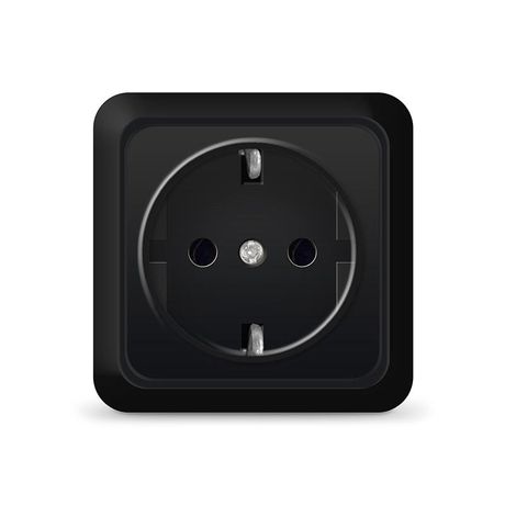 Розетка одноместная UNIVersal серия Олимп с/з, о/у, 16А, 220В, черная - 2227 Союз