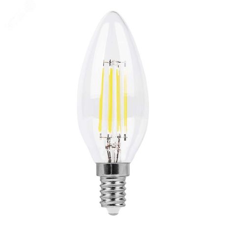Лампа светодиодная LB-58 (5W) 230V E14 2700K филамент C35 прозрачная | 25572 FERON