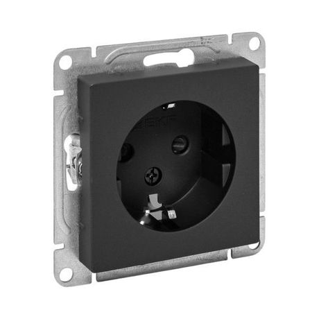 Механизм розетки, 16А, с заземлением, со шторками, чёрный Эпика EKF | UP1-SOB-111