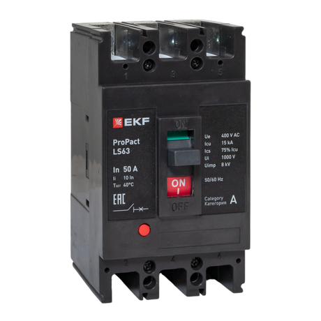 Выключатель автоматический LS63 15кА 3P 50А ProPact | mccb-63-15-3-50-ls EKF