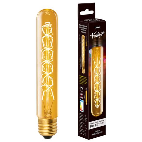 Лампа накаливания ЛОН Vintage IL-V-L32A-60/GOLDEN/E27 CW01 «цилиндр», длина 185 мм. нити CW | UL-00000485 Uniel