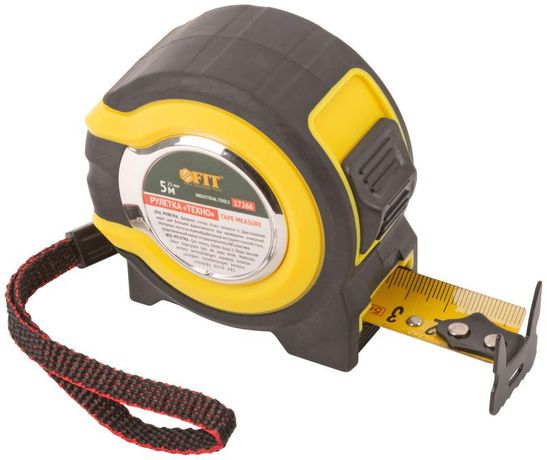Рулетка прорезиненный корпус, двойной стопор ''Техно'' 5 м x 25 мм - 17266 РОС