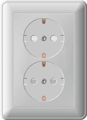 Розетка 2-м СП W59 16А IP20 с заземл. защ. шторки в сборе матов. хром SE RS16-255-58 APC