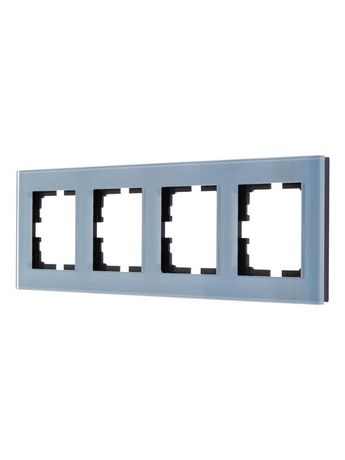 Рамка 4-местн. гориз. VESNA стекло серо-голуб. LEZARD 742-7080-149