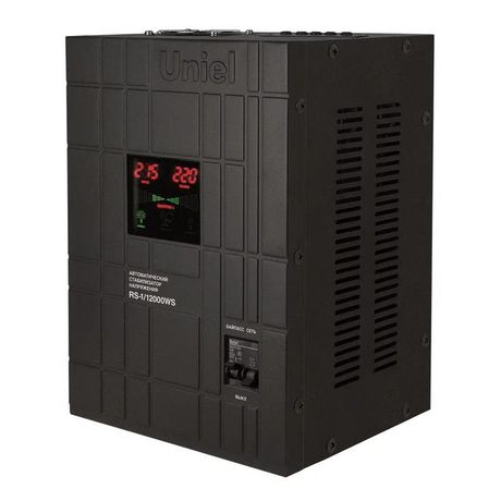 Стабилизатор напряжения UnieL релейный однофазный настенный с гальванической развязкой 12000ВА RS-1/12000WS - 07386